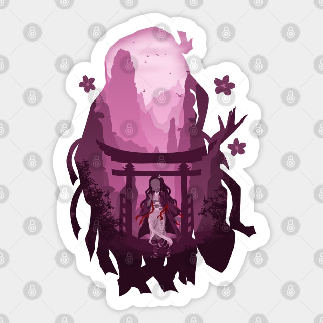 Nezuko Kamado Sticker by Binaka Art